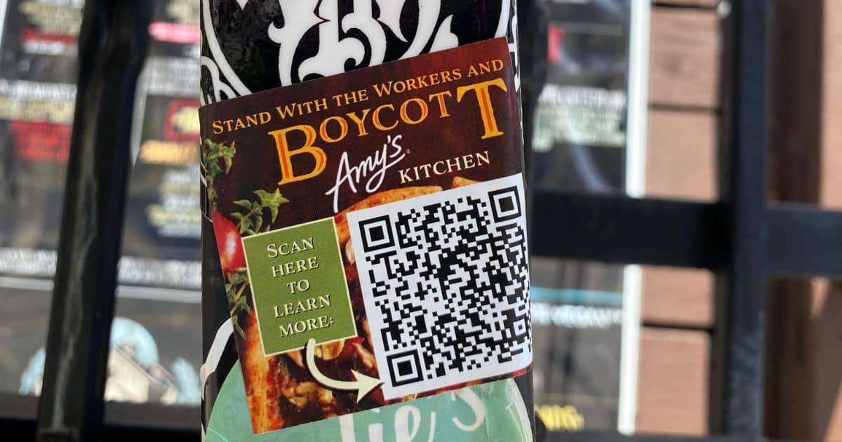 A Boycott Amy's Kitchen sticker