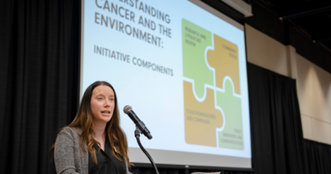Sarah Green, Executive Director of Iowa Environmental Council, doing a presentation